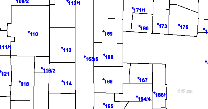 Parcela st. 168 v KÚ Krásné Březno, Katastrální mapa