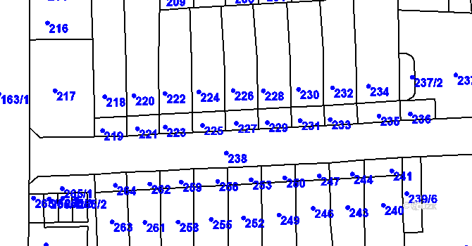 Parcela st. 227 v KÚ Krásné Březno, Katastrální mapa