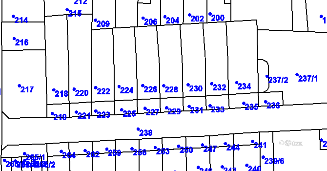 Parcela st. 228 v KÚ Krásné Březno, Katastrální mapa