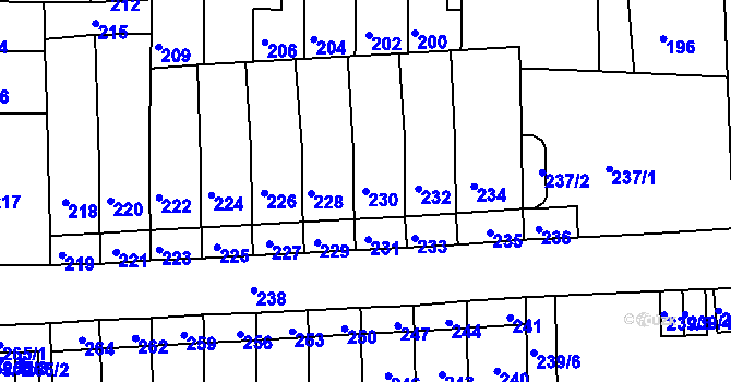 Parcela st. 230 v KÚ Krásné Březno, Katastrální mapa
