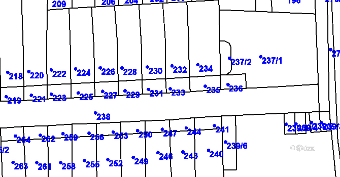 Parcela st. 233 v KÚ Krásné Březno, Katastrální mapa
