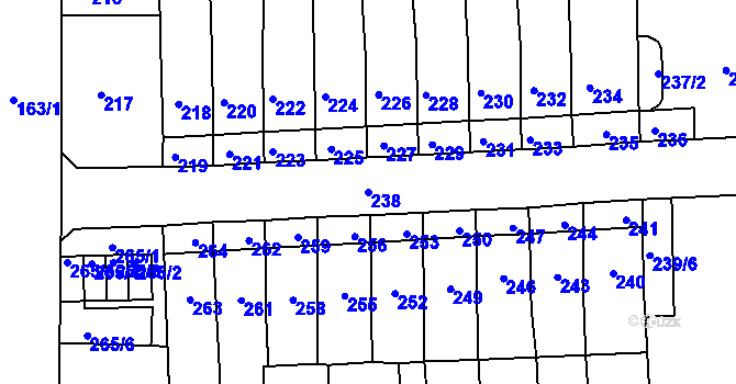 Parcela st. 238 v KÚ Krásné Březno, Katastrální mapa