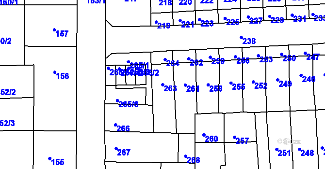 Parcela st. 263 v KÚ Krásné Březno, Katastrální mapa