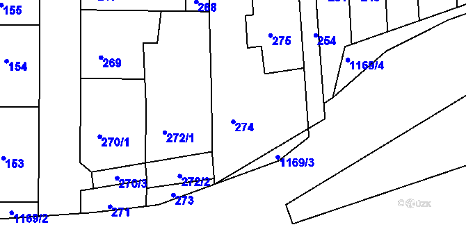 Parcela st. 274 v KÚ Krásné Březno, Katastrální mapa