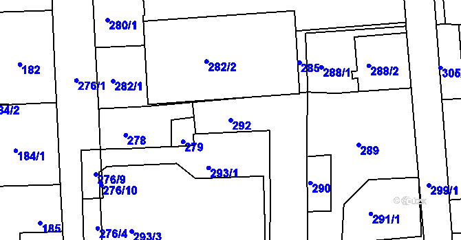 Parcela st. 292 v KÚ Krásné Březno, Katastrální mapa