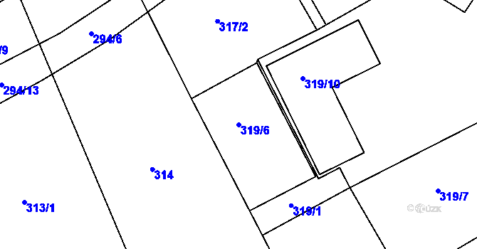 Parcela st. 319/6 v KÚ Krásné Březno, Katastrální mapa