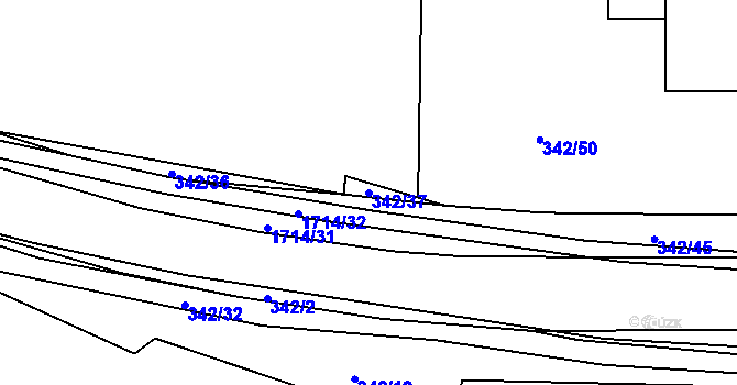 Parcela st. 342/37 v KÚ Krásné Březno, Katastrální mapa