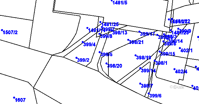 Parcela st. 399/5 v KÚ Krásné Březno, Katastrální mapa