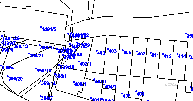 Parcela st. 400 v KÚ Krásné Březno, Katastrální mapa