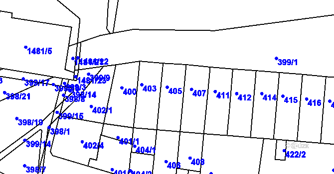 Parcela st. 405 v KÚ Krásné Březno, Katastrální mapa