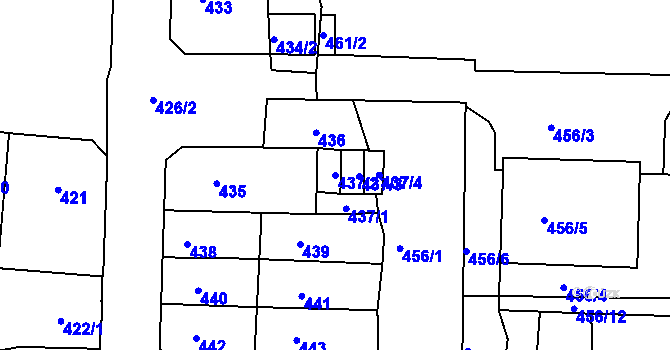 Parcela st. 437/2 v KÚ Krásné Březno, Katastrální mapa
