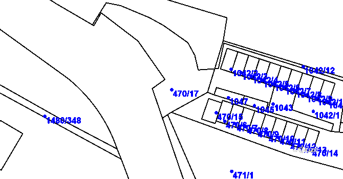Parcela st. 470/17 v KÚ Krásné Březno, Katastrální mapa