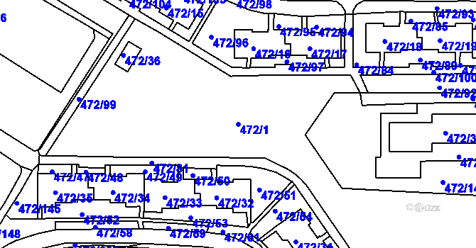 Parcela st. 472/1 v KÚ Krásné Březno, Katastrální mapa