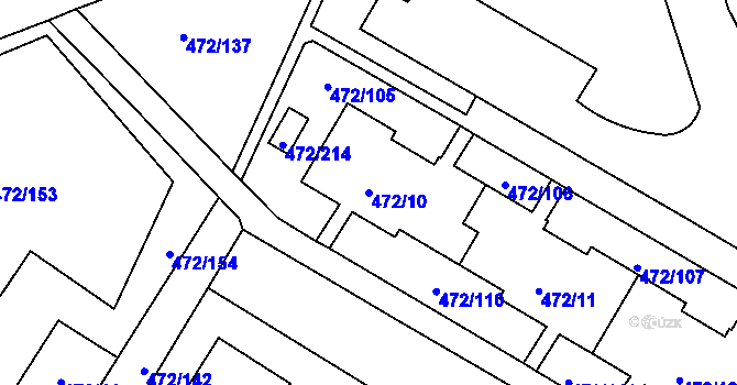 Parcela st. 472/10 v KÚ Krásné Březno, Katastrální mapa