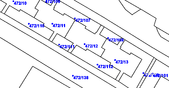 Parcela st. 472/12 v KÚ Krásné Březno, Katastrální mapa