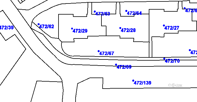 Parcela st. 472/67 v KÚ Krásné Březno, Katastrální mapa