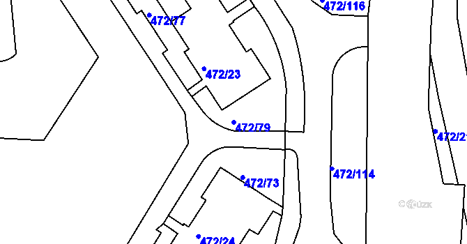 Parcela st. 472/79 v KÚ Krásné Březno, Katastrální mapa