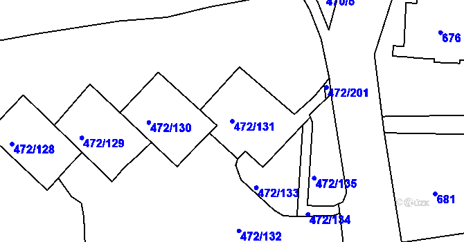 Parcela st. 472/131 v KÚ Krásné Březno, Katastrální mapa