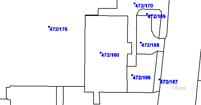 Parcela st. 472/160 v KÚ Krásné Březno, Katastrální mapa
