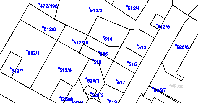 Parcela st. 516 v KÚ Krásné Březno, Katastrální mapa