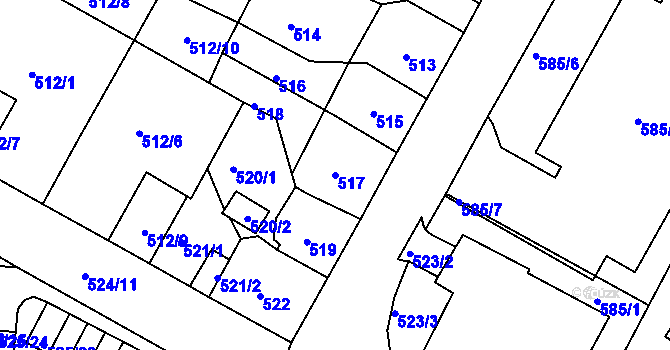 Parcela st. 517 v KÚ Krásné Březno, Katastrální mapa