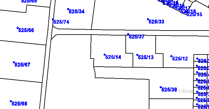 Parcela st. 525/14 v KÚ Krásné Březno, Katastrální mapa