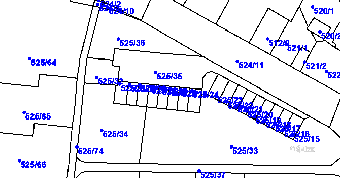 Parcela st. 525/26 v KÚ Krásné Březno, Katastrální mapa
