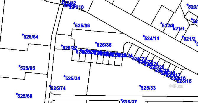 Parcela st. 525/27 v KÚ Krásné Březno, Katastrální mapa