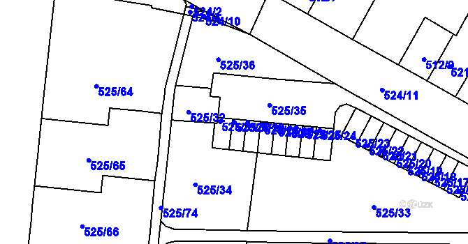 Parcela st. 525/30 v KÚ Krásné Březno, Katastrální mapa
