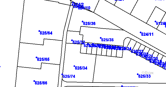 Parcela st. 525/31 v KÚ Krásné Březno, Katastrální mapa