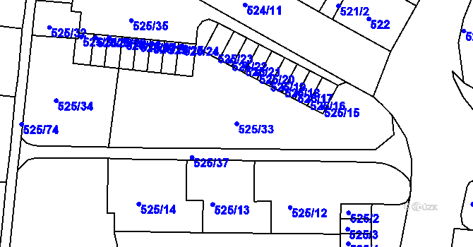 Parcela st. 525/33 v KÚ Krásné Březno, Katastrální mapa