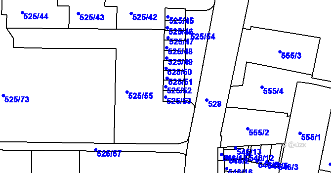 Parcela st. 525/52 v KÚ Krásné Březno, Katastrální mapa