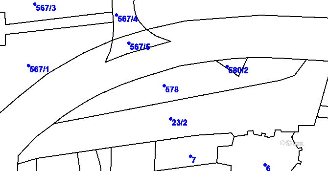 Parcela st. 578 v KÚ Krásné Březno, Katastrální mapa