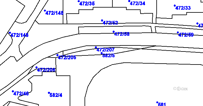 Parcela st. 582/5 v KÚ Krásné Březno, Katastrální mapa