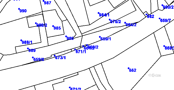 Parcela st. 660/2 v KÚ Krásné Březno, Katastrální mapa