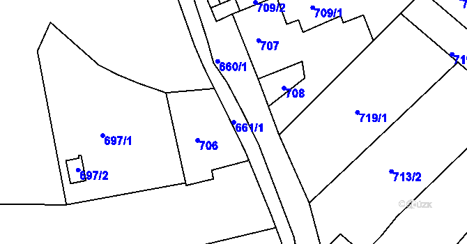 Parcela st. 661/1 v KÚ Krásné Březno, Katastrální mapa