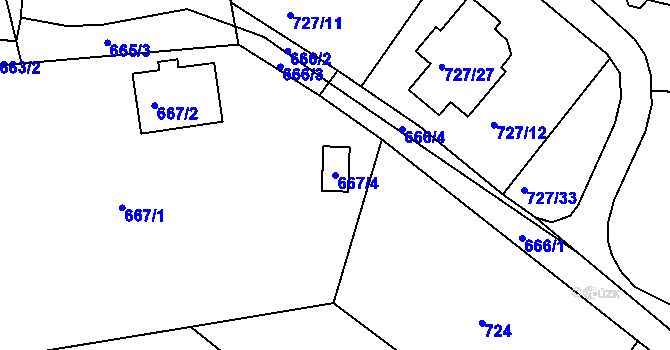 Parcela st. 667/4 v KÚ Krásné Březno, Katastrální mapa