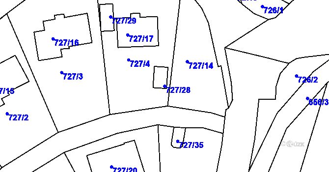 Parcela st. 727/28 v KÚ Krásné Březno, Katastrální mapa
