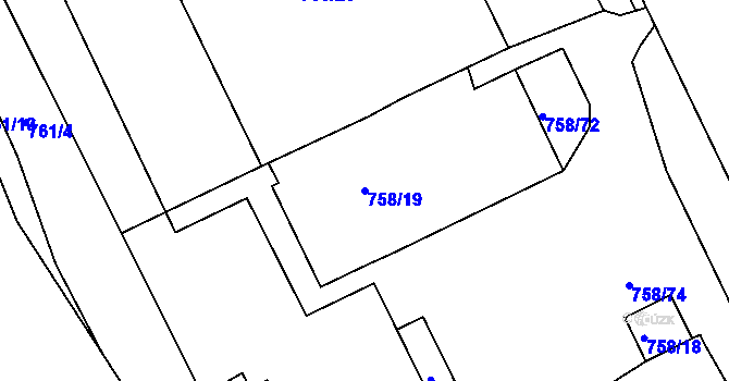 Parcela st. 758/19 v KÚ Krásné Březno, Katastrální mapa