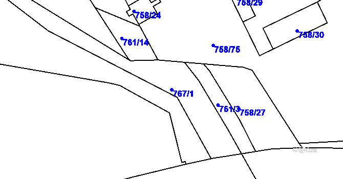 Parcela st. 767/1 v KÚ Krásné Březno, Katastrální mapa