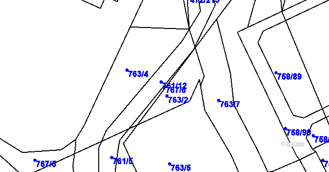Parcela st. 767/6 v KÚ Krásné Březno, Katastrální mapa