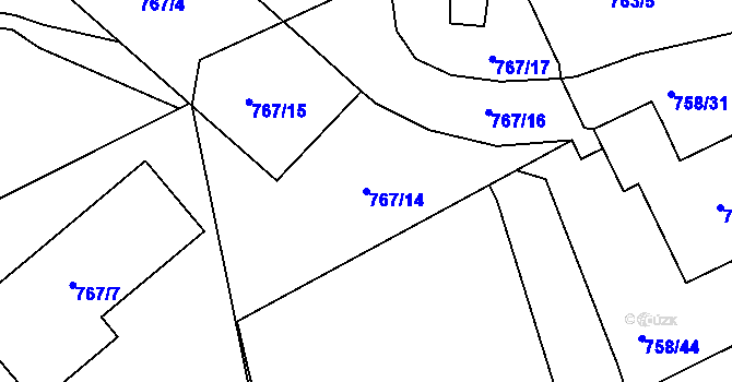 Parcela st. 767/14 v KÚ Krásné Březno, Katastrální mapa