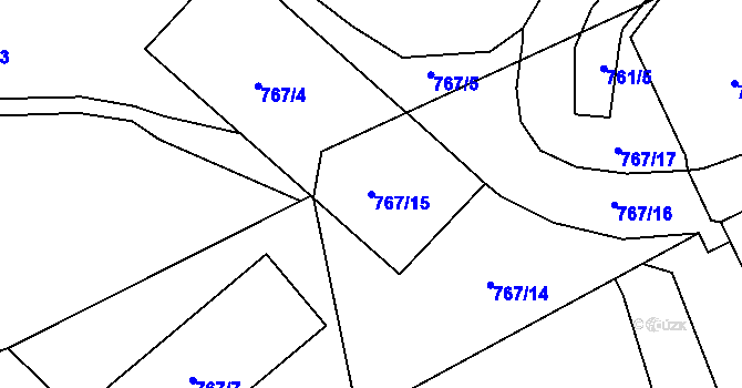 Parcela st. 767/15 v KÚ Krásné Březno, Katastrální mapa