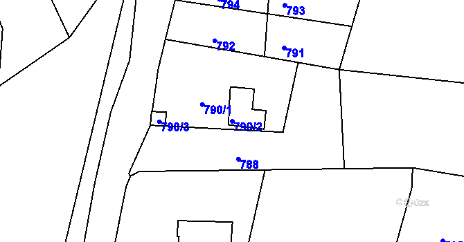 Parcela st. 790/2 v KÚ Krásné Březno, Katastrální mapa