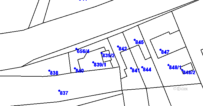 Parcela st. 839/2 v KÚ Krásné Březno, Katastrální mapa