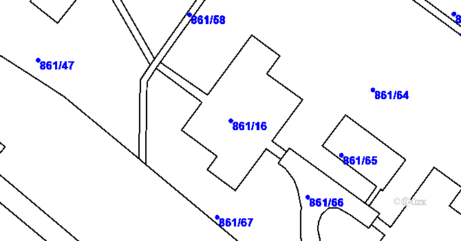 Parcela st. 861/16 v KÚ Krásné Březno, Katastrální mapa