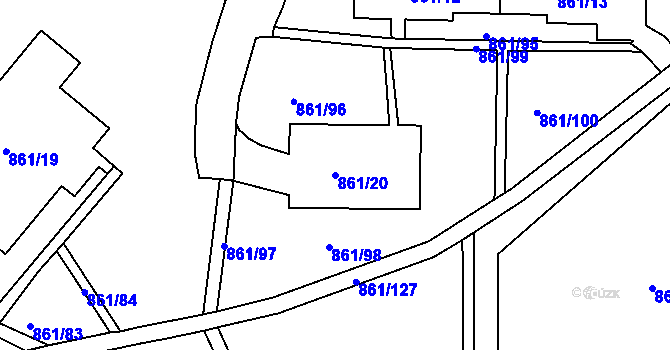 Parcela st. 861/20 v KÚ Krásné Březno, Katastrální mapa