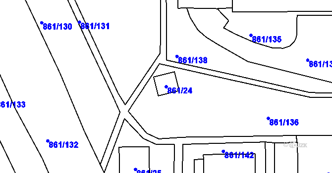 Parcela st. 861/24 v KÚ Krásné Březno, Katastrální mapa