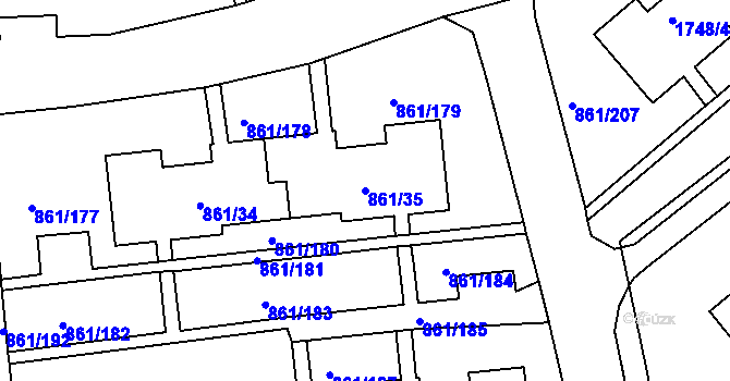 Parcela st. 861/35 v KÚ Krásné Březno, Katastrální mapa