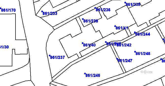 Parcela st. 861/40 v KÚ Krásné Březno, Katastrální mapa